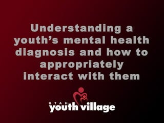 Understanding a youth ’s mental health diagnosis and how to appropriately interact with them 