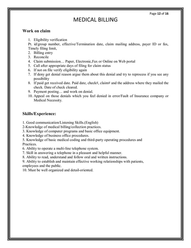 medical billing training notes PDF