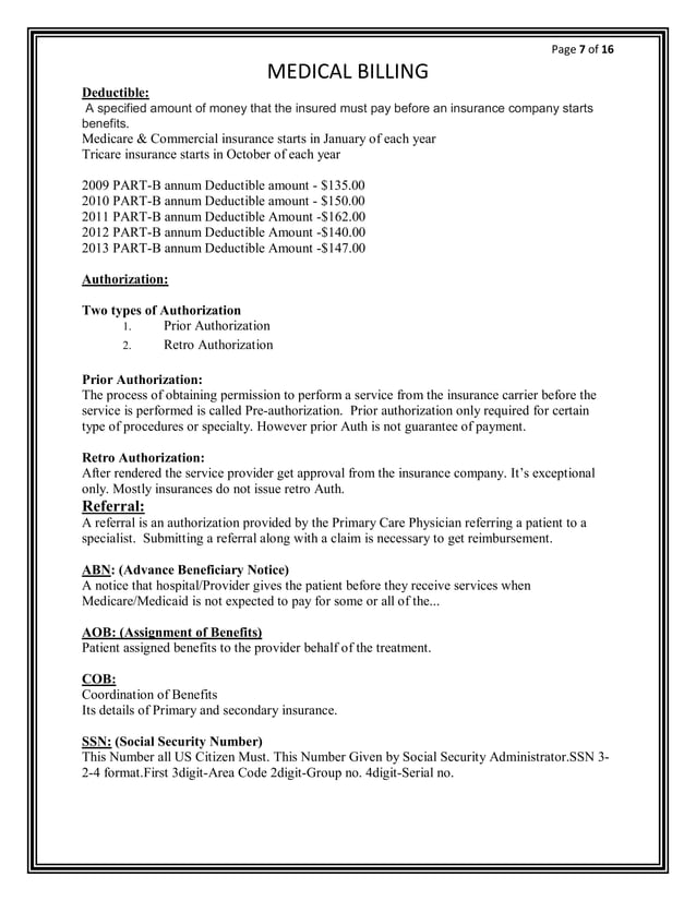 medical billing training notes PDF