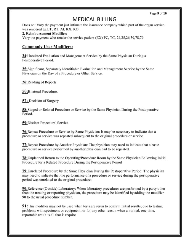 medical billing training notes PDF