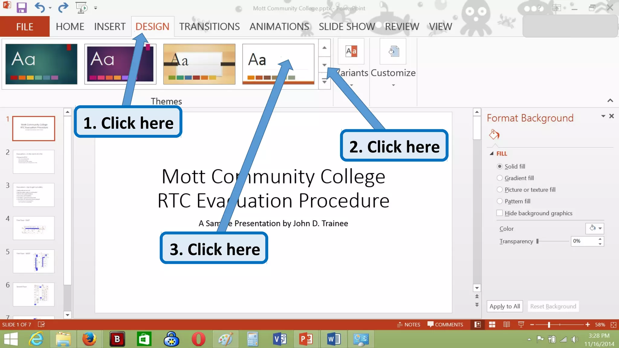 1. Click here
2. Click here
3. Click here
 