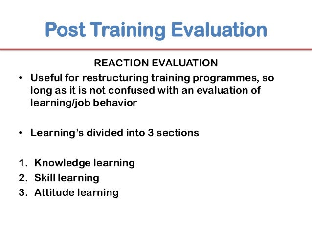 evaluation questions for training