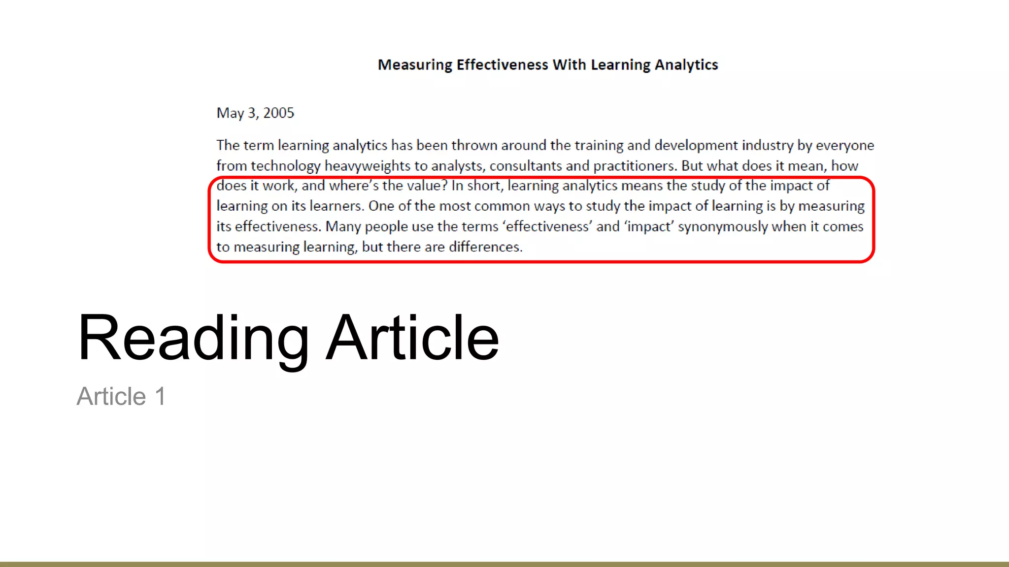 Reading Article
Article 1
 