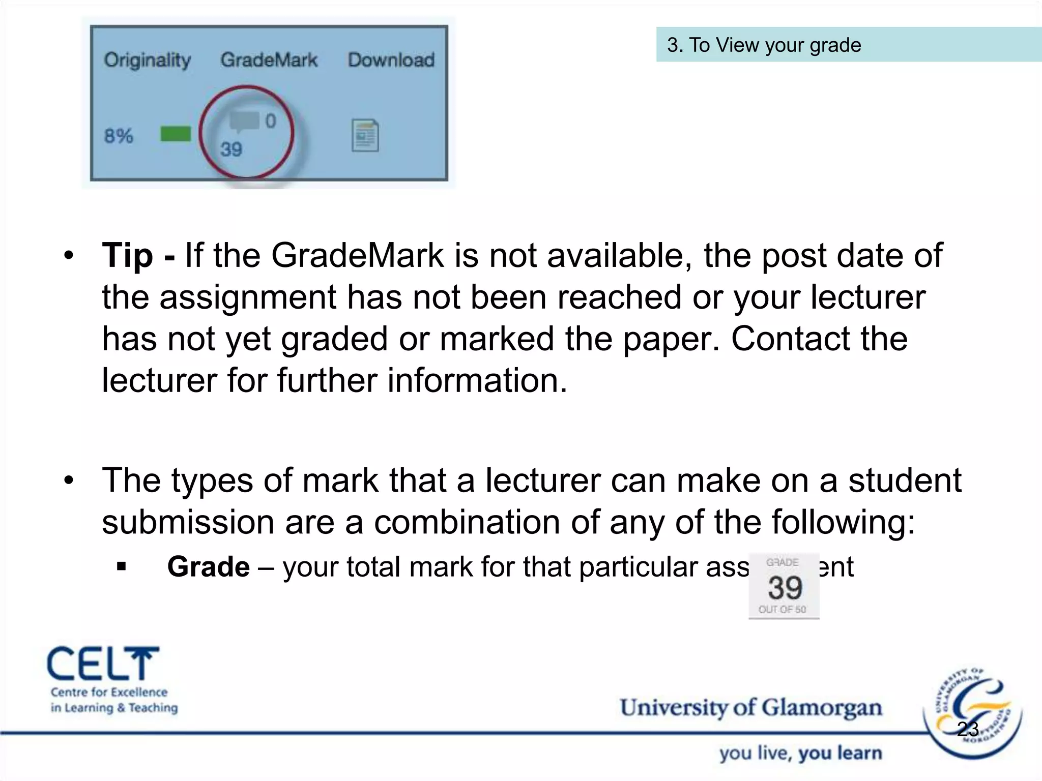 Turnitin Originality Report 2. To interpret the originality reportTurnitin Originality Report StudentSubmit assignmentCreate assignmentLecturer 13