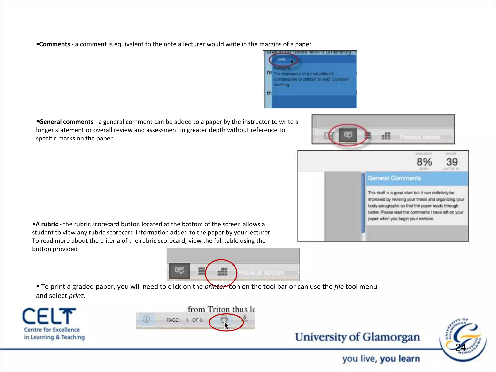 2. To interpret the originality reportStudent’s View: Go to the same “View/Complete” link Click the Show details orCollapse this assignmentClick on the coloured percentage bar to bring up the report14