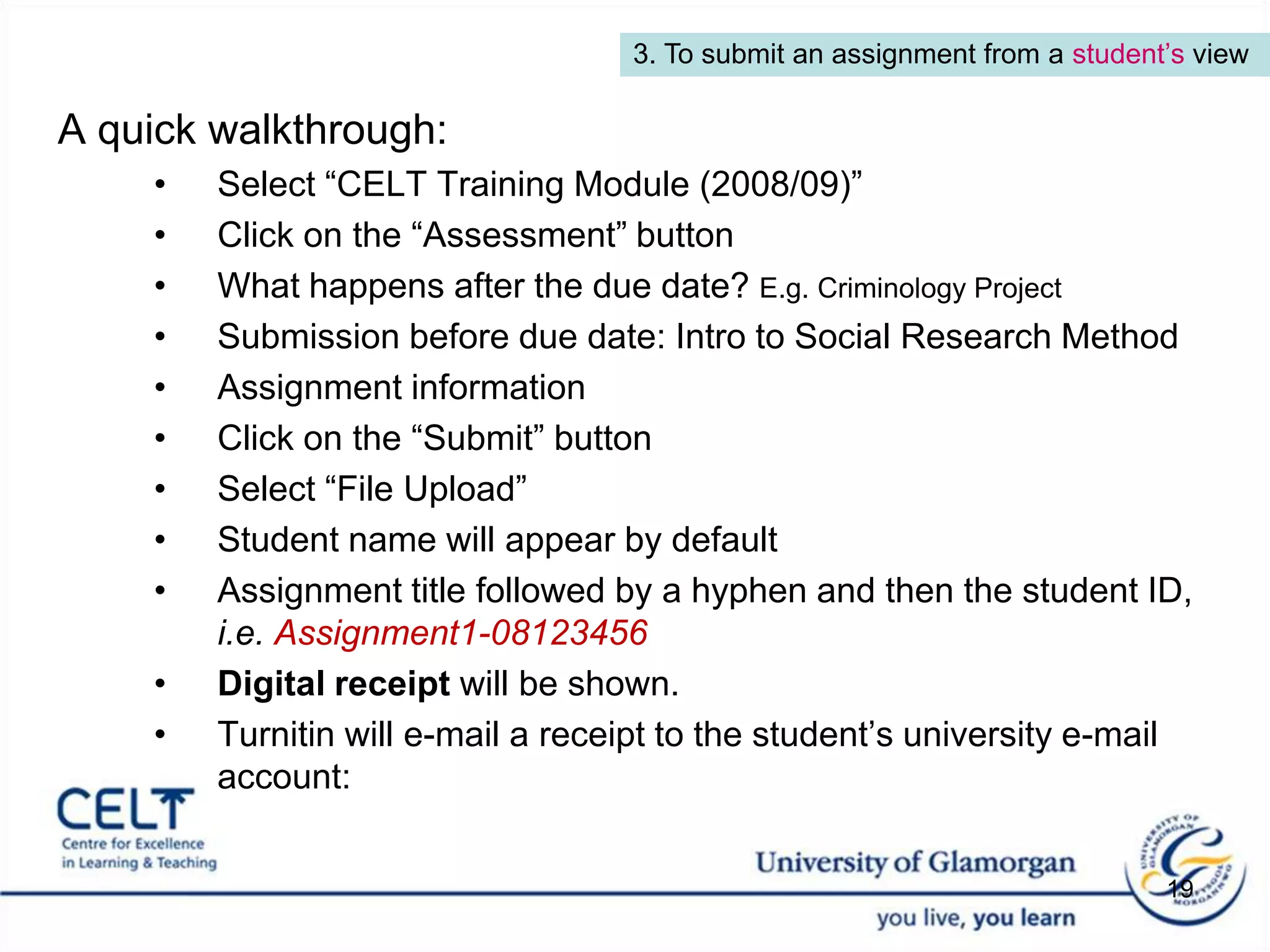 Generate Originality Reports for student submissions – “immediately (can overwrite reports until due date)”