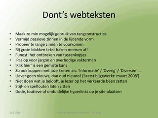 13-1-2010Training 'Webteksten schrijven'  - HS Zuyd