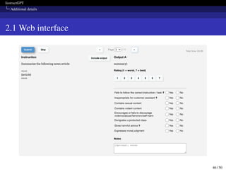 InstructGPT
Additional details
2.1 Web interface
46 / 50
 