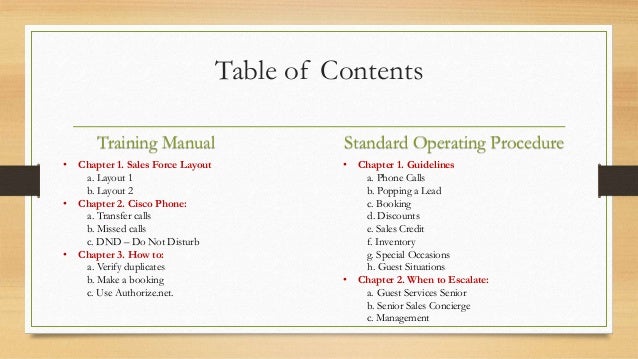 Concierge Training Manual Concierge Training Manual