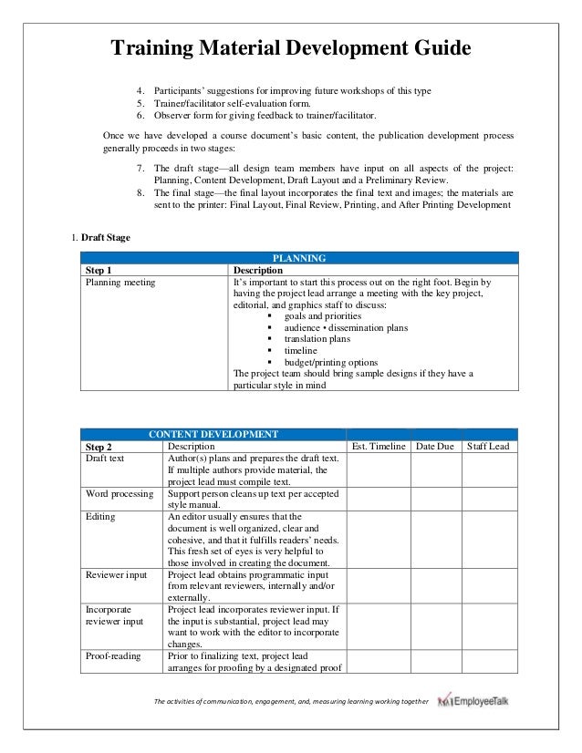 Training material development guide