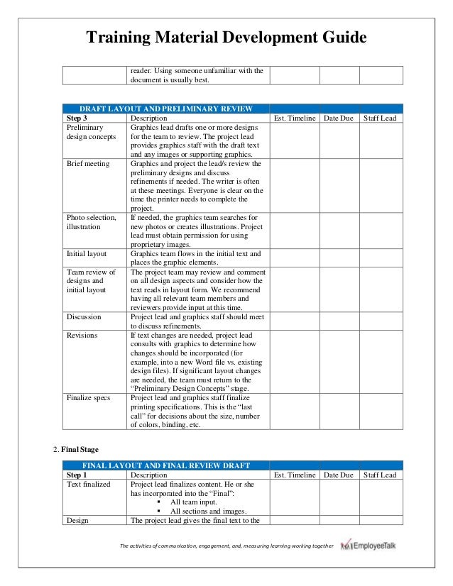 Training material development guide