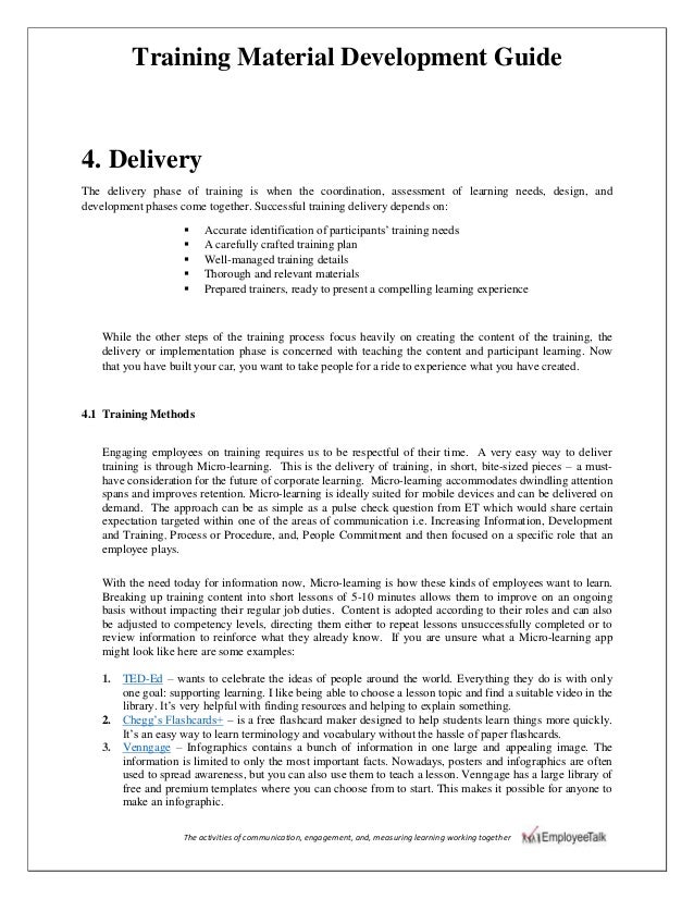 Training material development guide