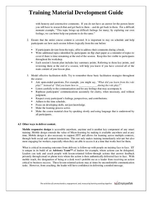 Training material development guide