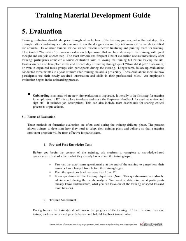 Training material development guide