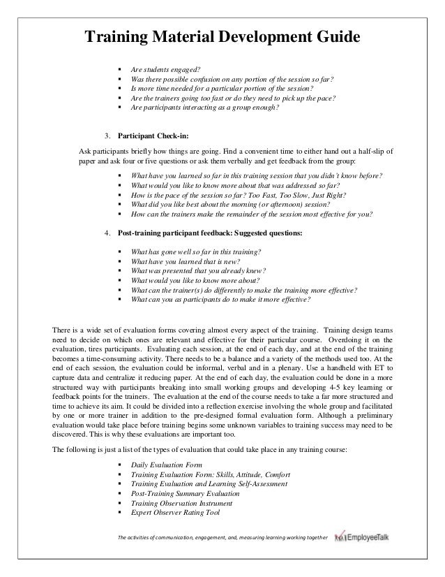 Training material development guide