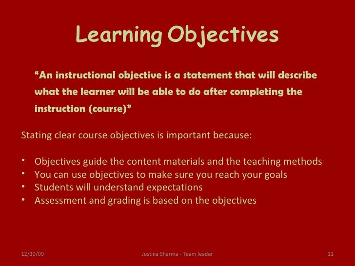 E Learning Objectives