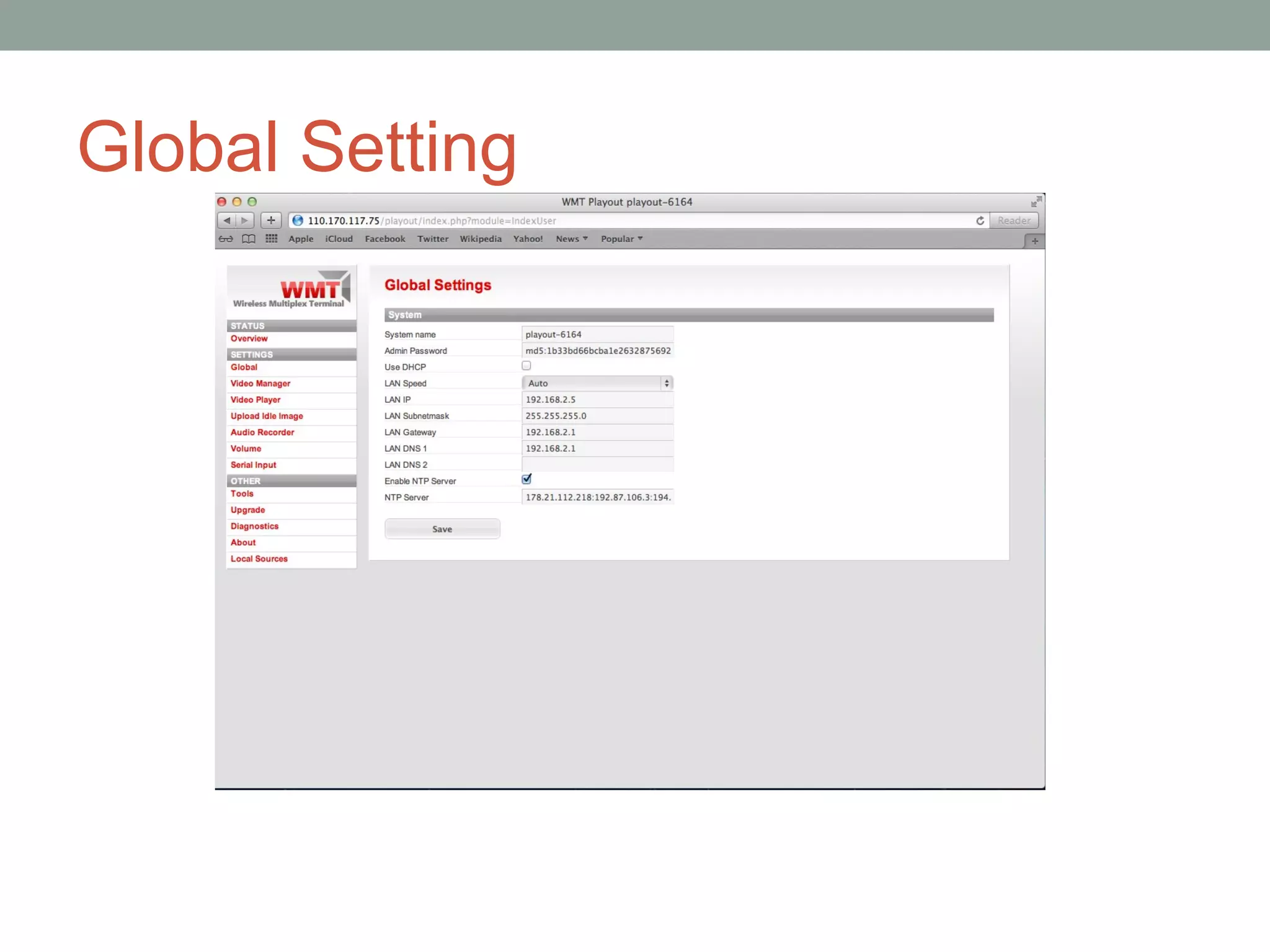 Global Setting
 