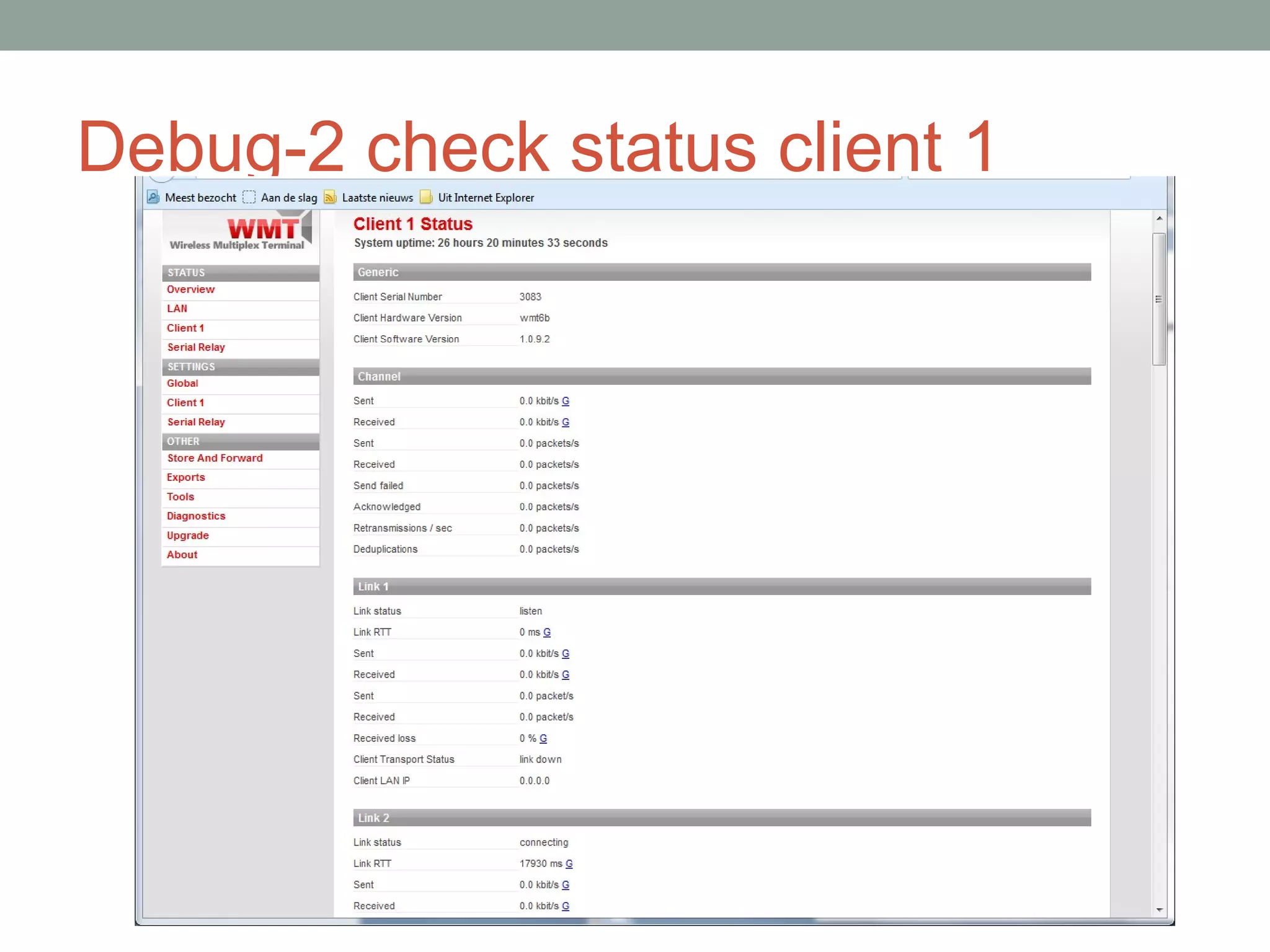 Debug-2 check status client 1
 
