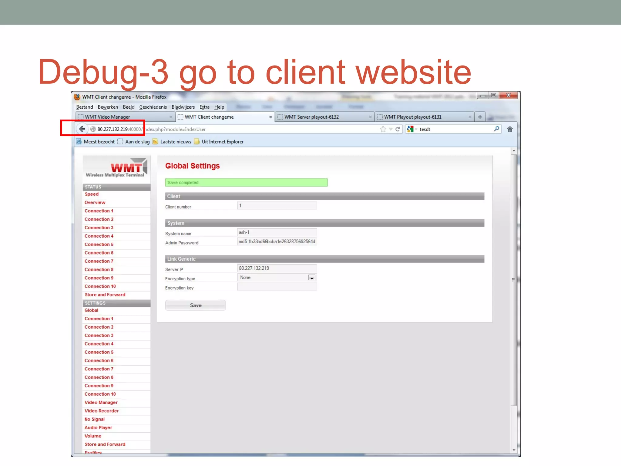 Debug-3 go to client website
 