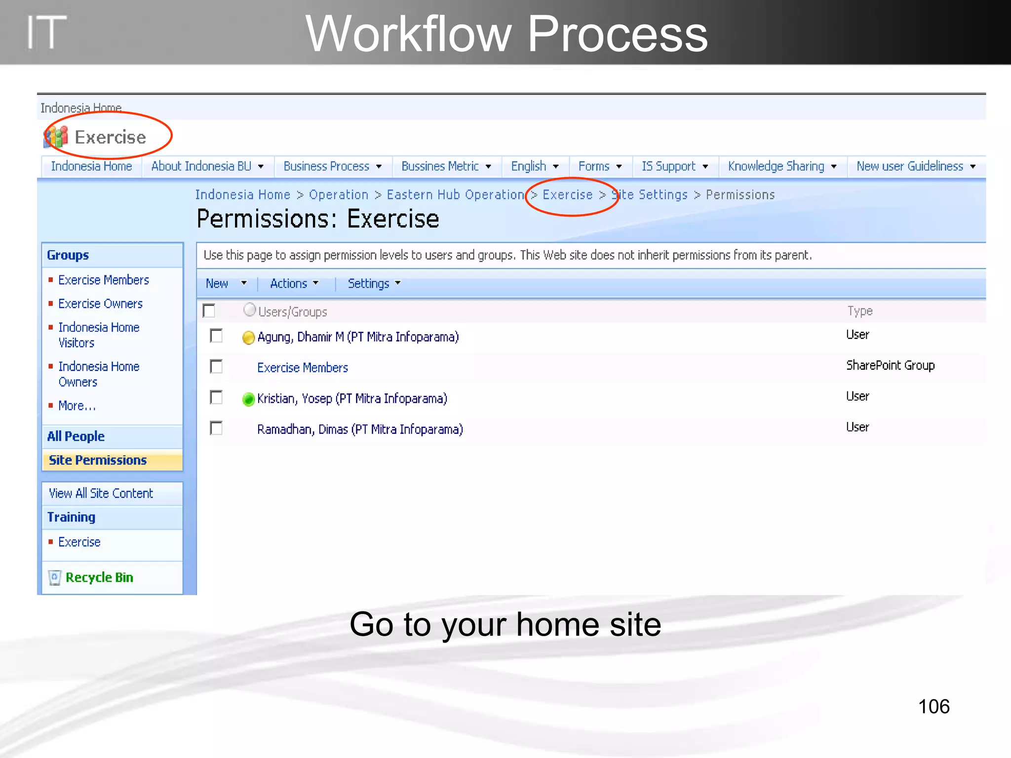 Go to your home site Workflow Process   