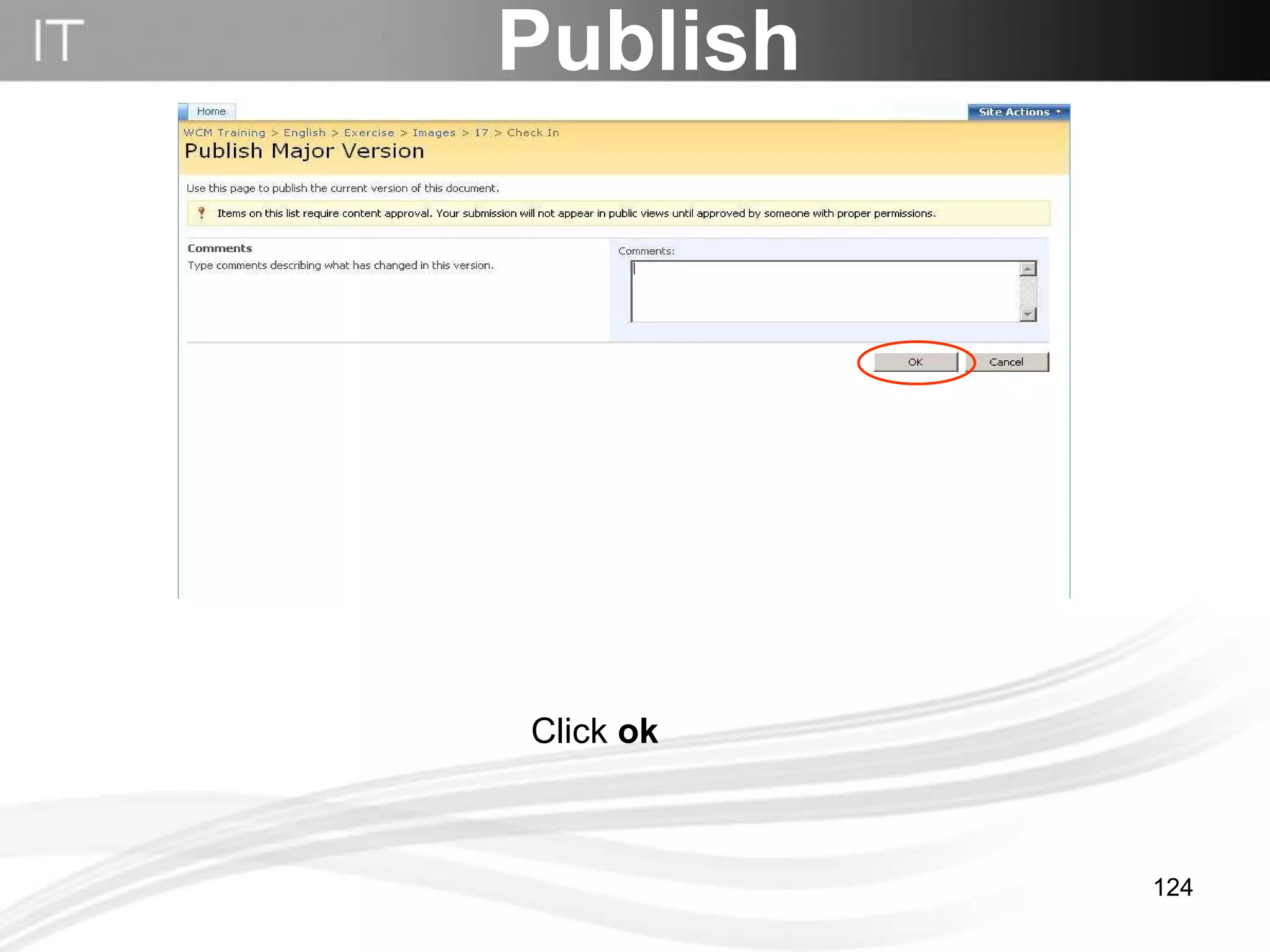 Click  ok Publish 
