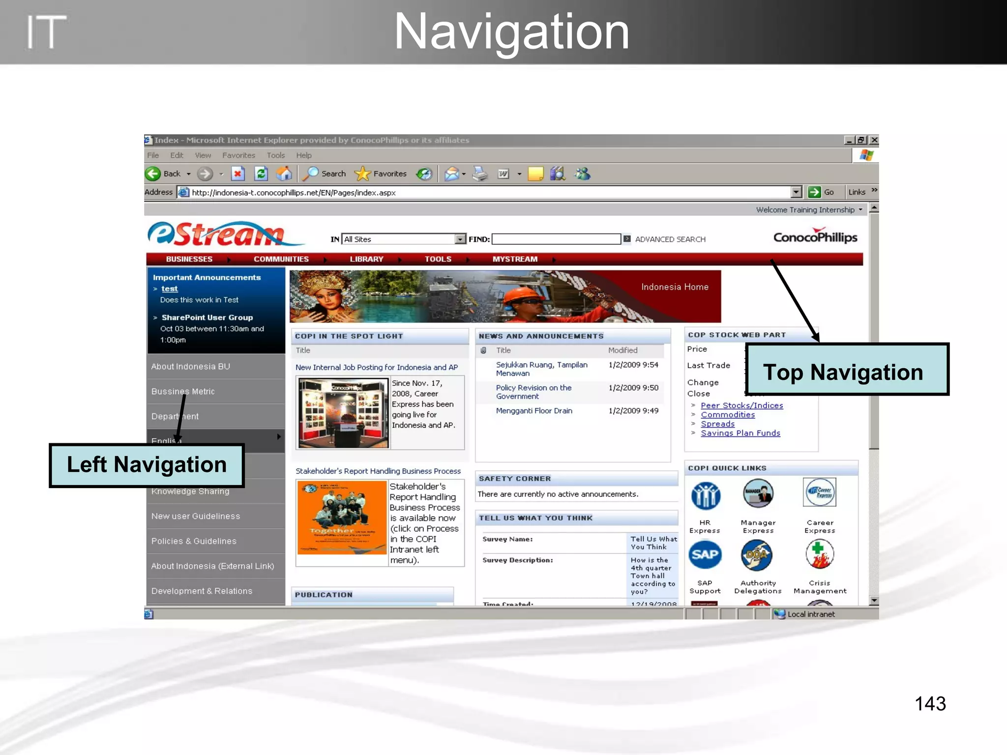 Navigation   Top Navigation Left Navigation 