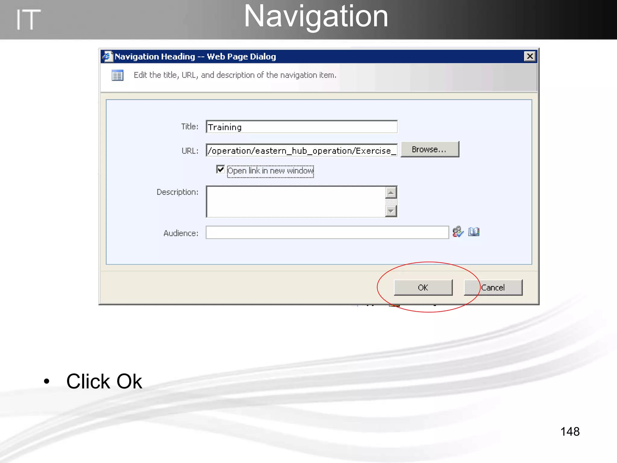 Click Ok Navigation 
