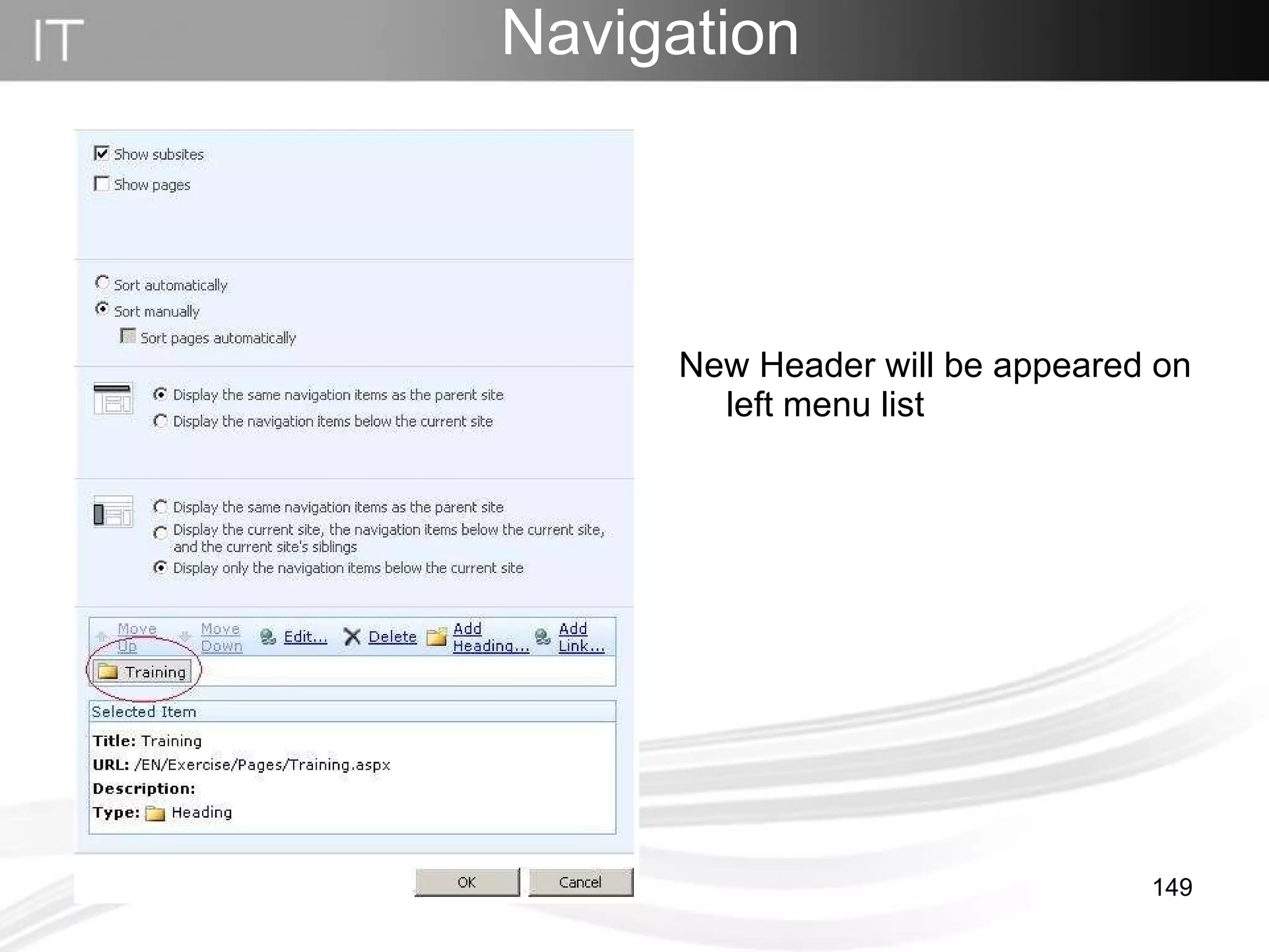New Header will be appeared on left menu list Navigation 