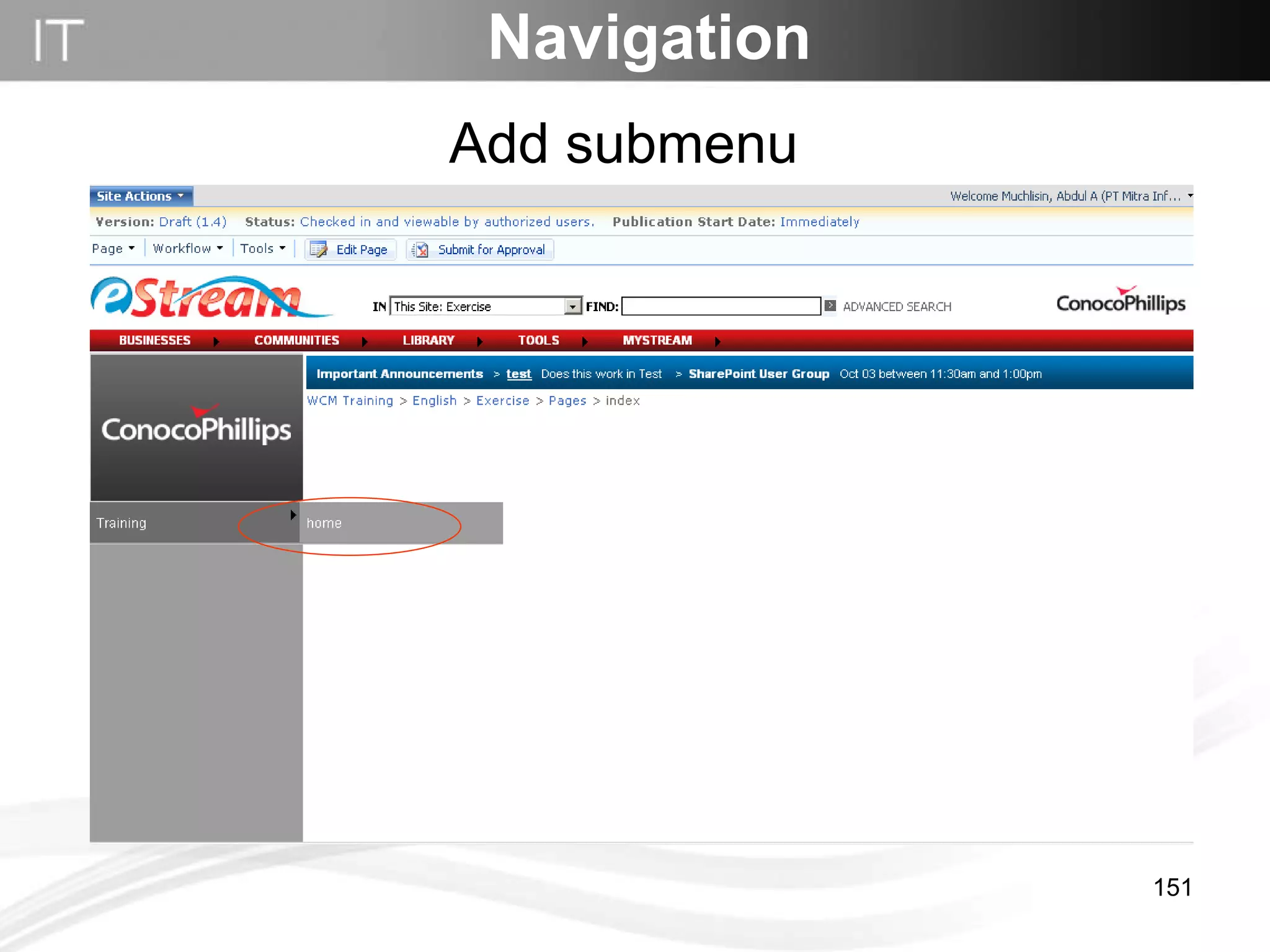 Navigation Add submenu 