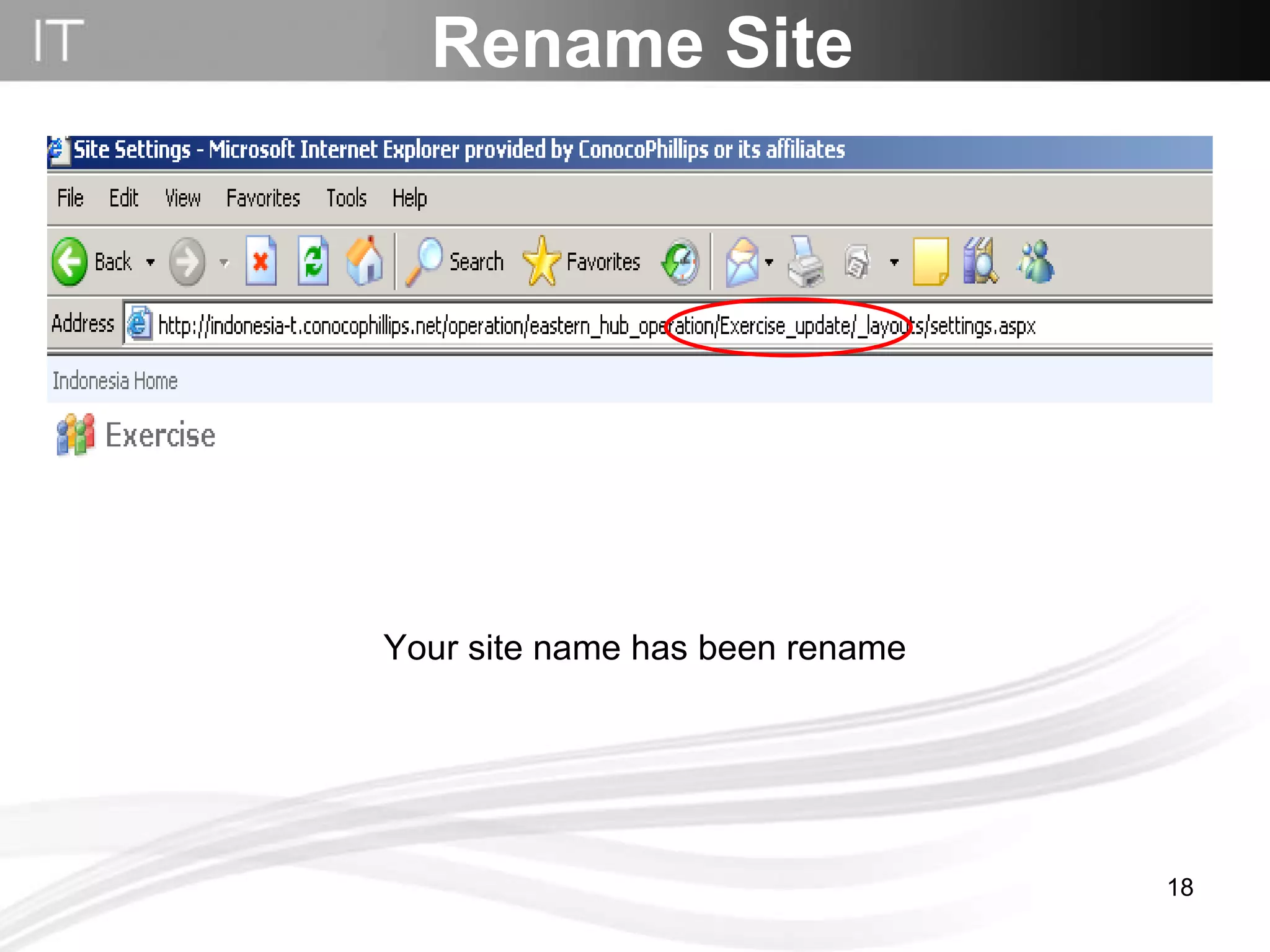 Rename Site Your site name has been rename 
