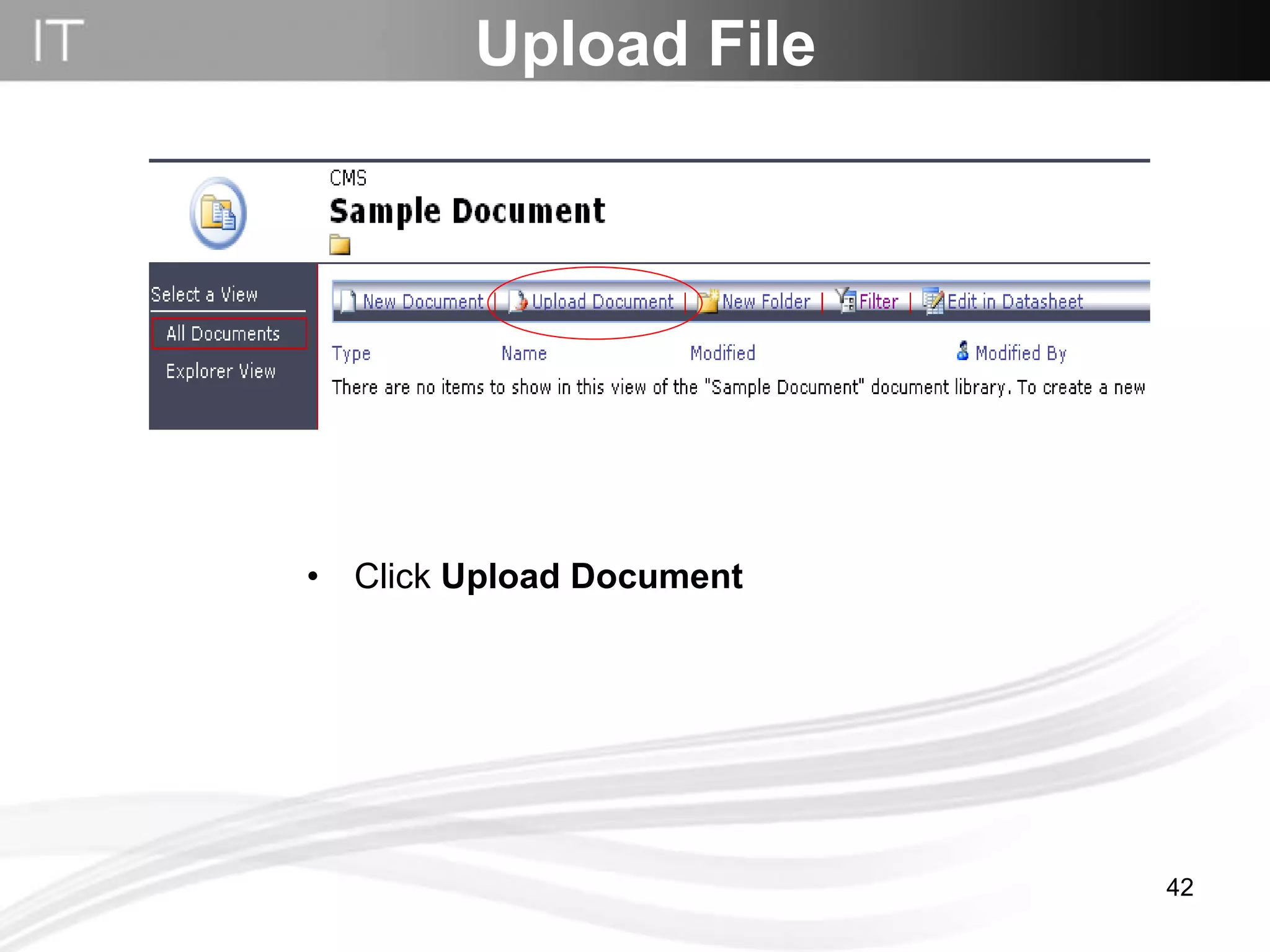 Click  Upload Document Upload File 