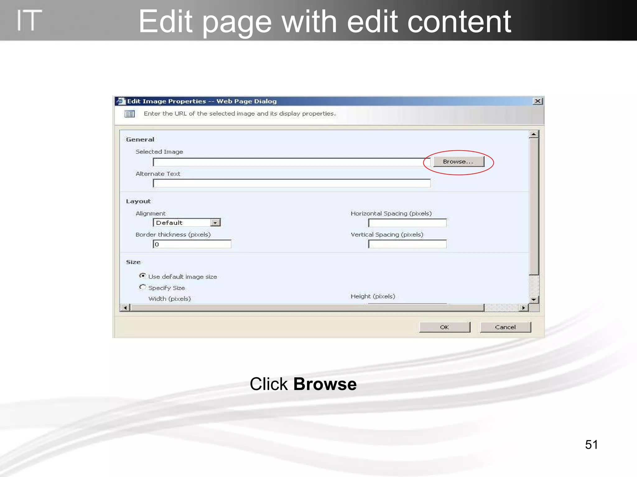Click  Browse Edit page with edit content 