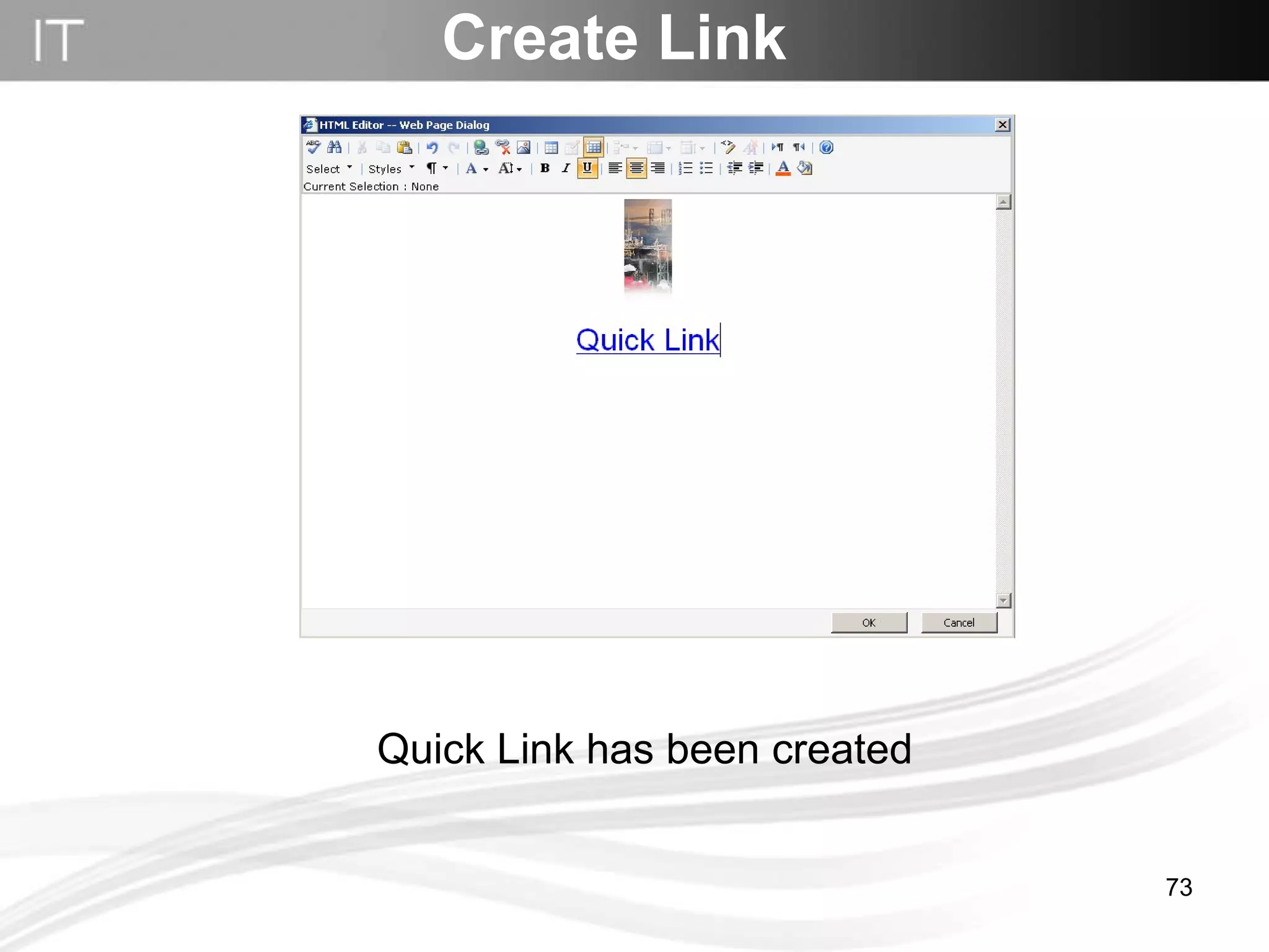 Quick Link has been created Create Link 