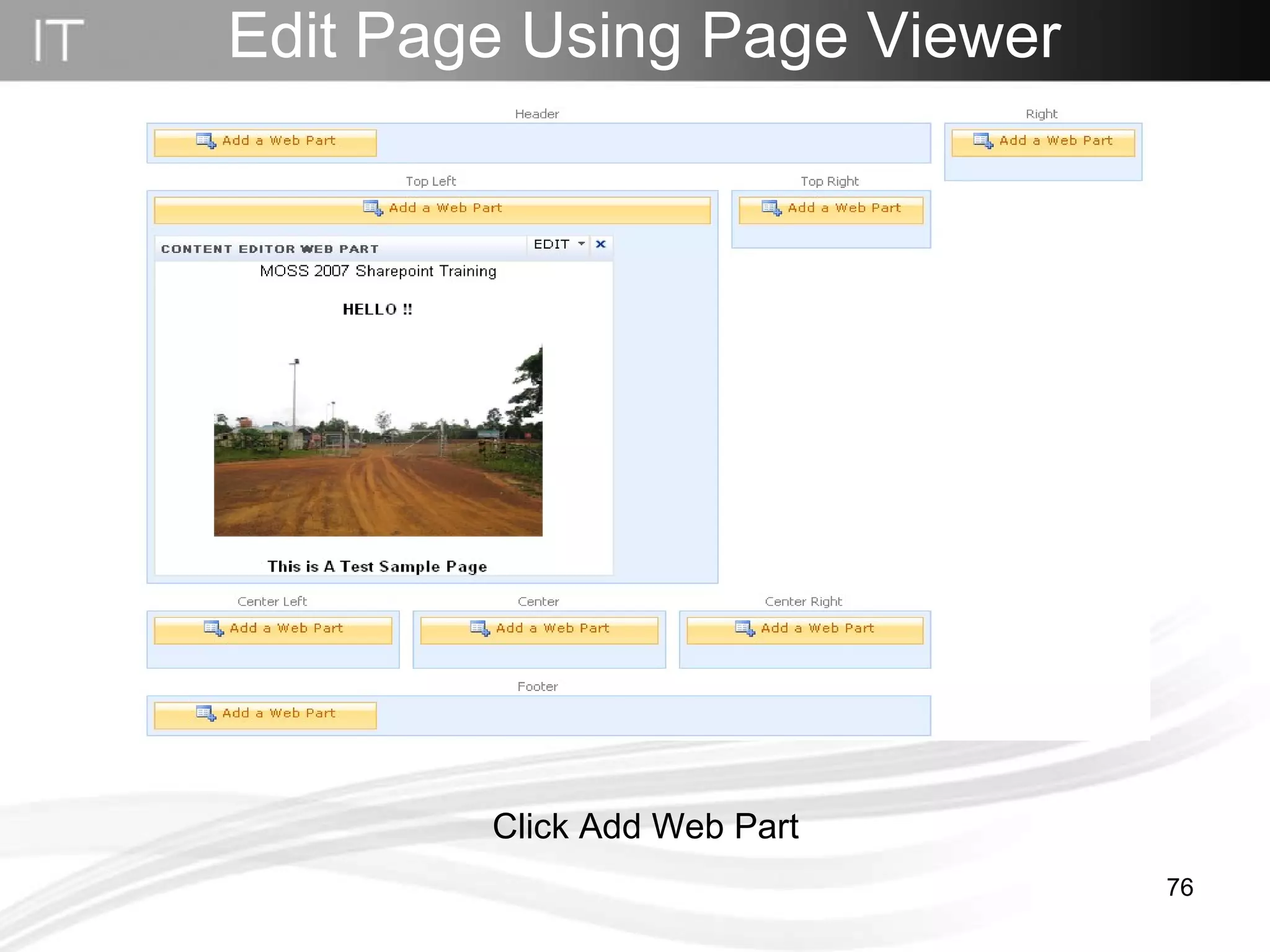 Edit Page Using Page Viewer Click Add Web Part 
