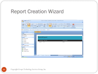 Report Creation Wizard Copyright Crespo Technology Services Group, Inc. 