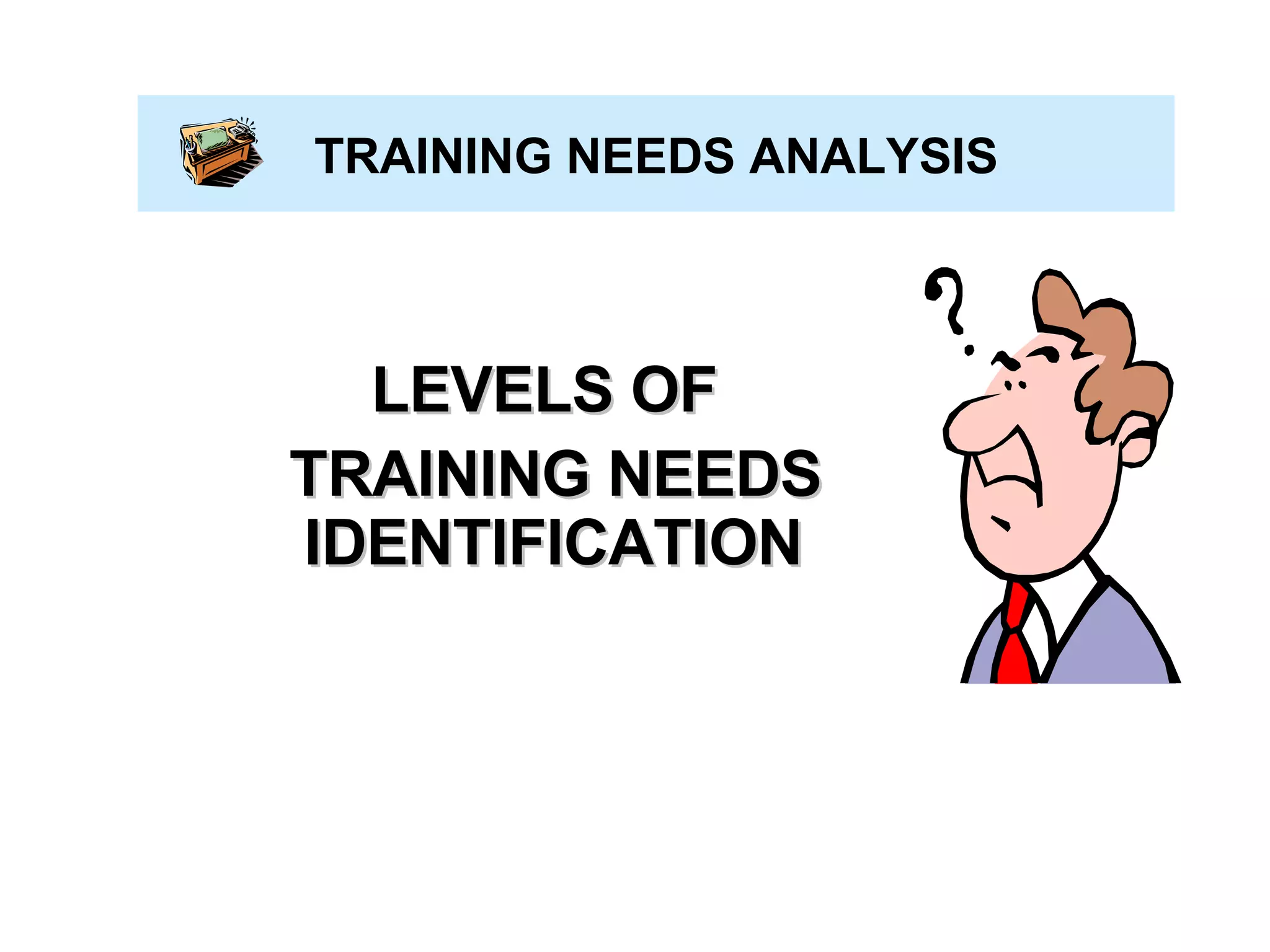 TRAINING NEEDS ANALYSIS LEVELS OF  TRAINING NEEDS IDENTIFICATION 