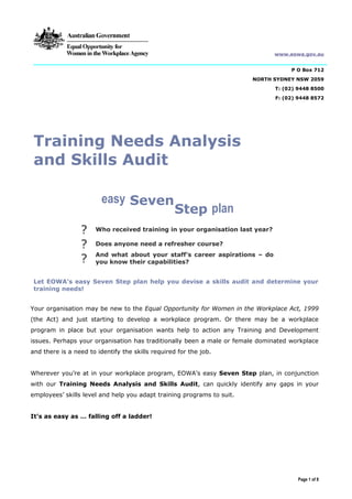 Training Needs Analysis And Skills Audit Word 2000 110