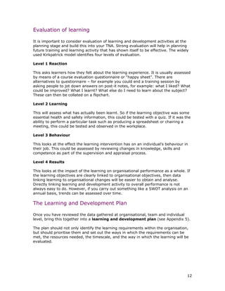 Training needs analysis | PDF