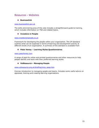 Training needs analysis | PDF