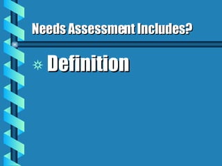 Needs Assessment Includes? Definition  