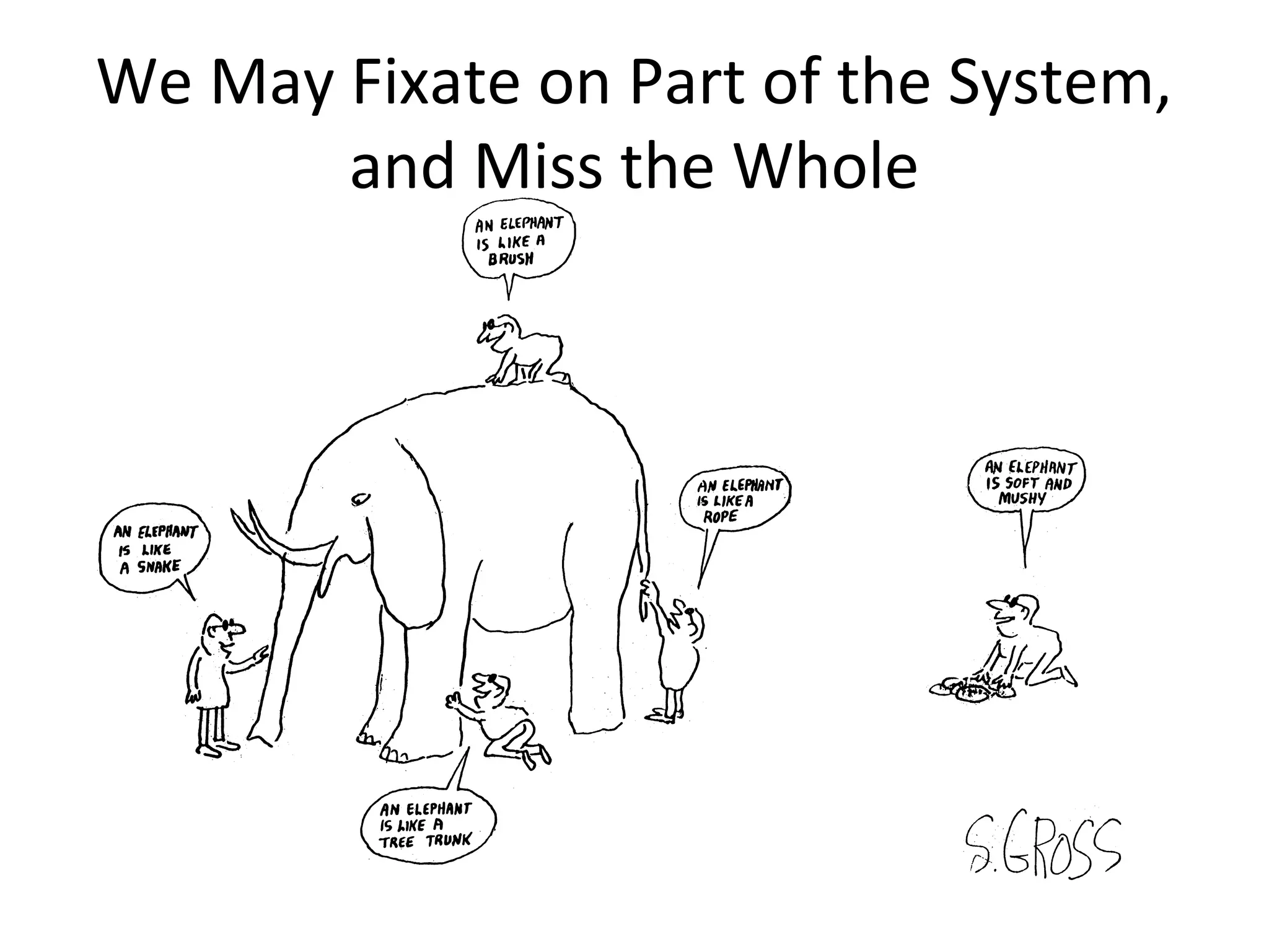 We May Fixate on Part of the System,
and Miss the Whole
 