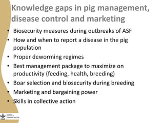 Training on management of endemic diseases for pig value chains in Uganda