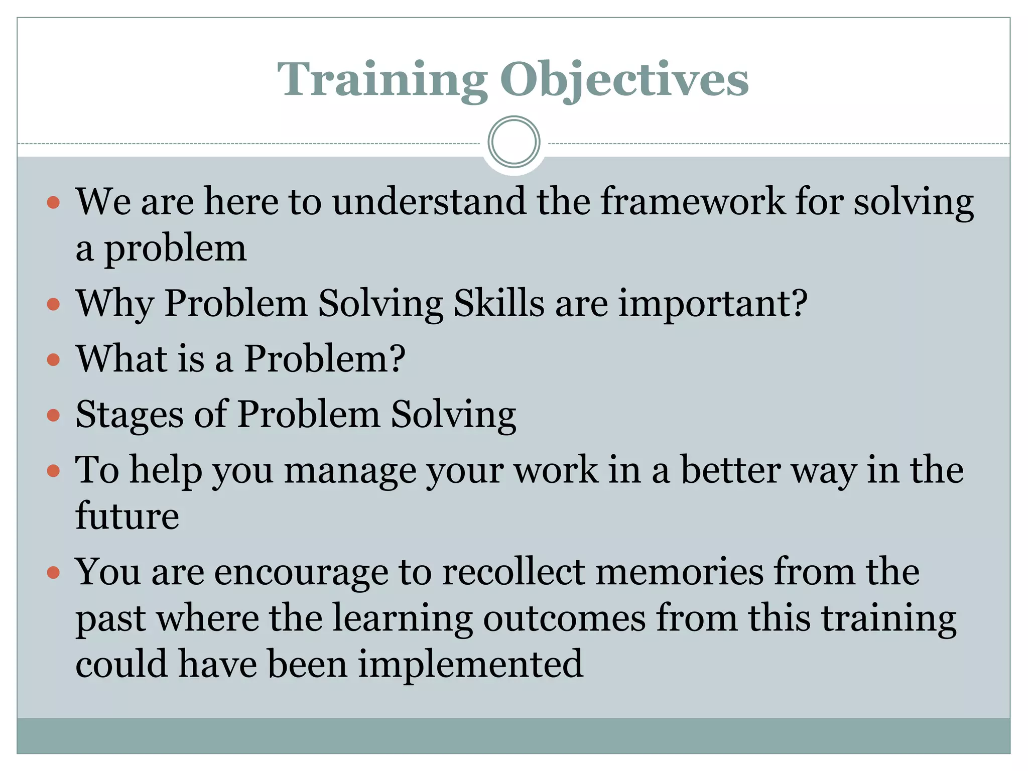 Training on Problem Solving Skills | PPTX