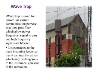 Wave Trap
•Wave trap is used for
power line carrier
communication purpose
as a Low pass filter
which allow power
frequency...