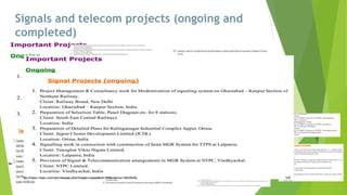 Signals and telecom projects (ongoing and
completed)
 