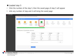 u Loaded step 5
• Click the number of the step 5, then the saved page of step 5 will appear
• click any number of step and it will bring the saved page
46
 