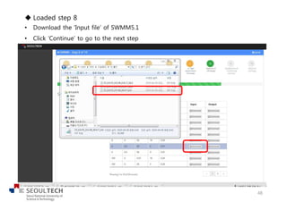 u Loaded step 8
• Download the ‘Input file’ of SWMM5.1
• Click ‘Continue’ to go to the next step
48
 