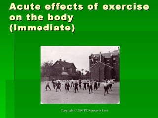 Acute effects of exercise on the body (Immediate) 
