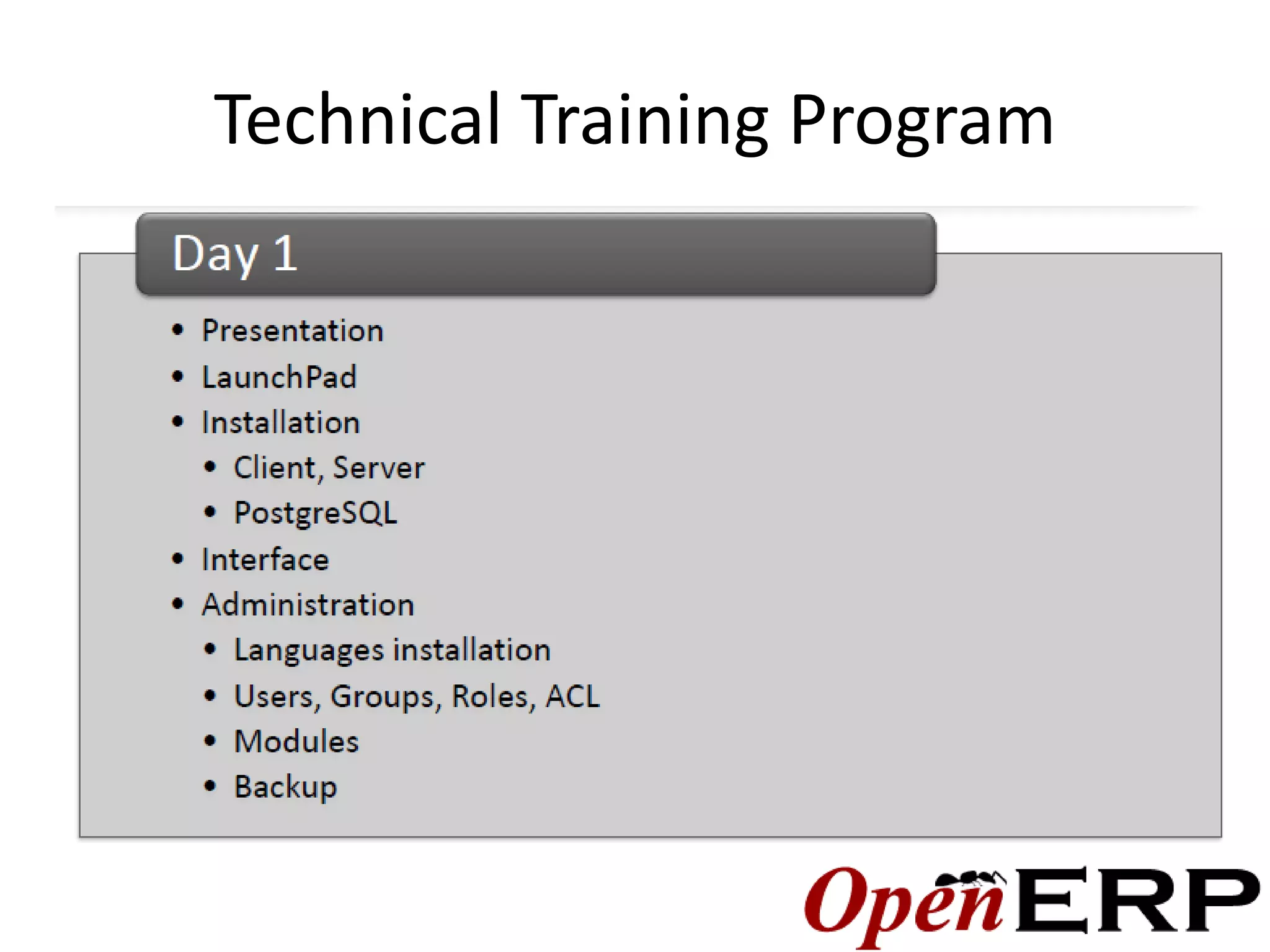 Technical Training Program
 