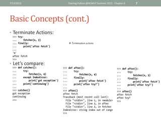 7/13/2012              Training Python @HCMUT Summer 2012 - Chapter 6   7




Basic Concepts (cont.)
• Terminate Actions:




• Let’s compare:
 